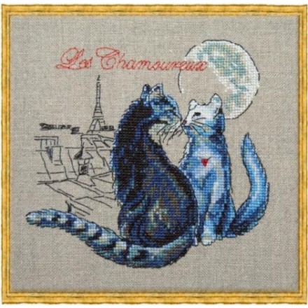 Набір для вишивання хрестиком NIMUЁ 114 KA (Aida) Les Chamoureux/Пилкі коти - Вишивка хрестиком і бісером - Овечка Рукодільниця