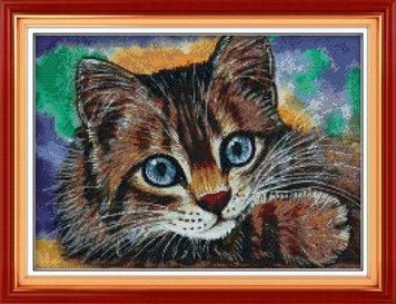 Котик Набор для вышивания крестом с печатной схемой на ткани Joy Sunday D176 - Вышивка крестиком и бисером - Овца Рукодельница
