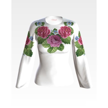 Набір для вишивання жіночої блузки нитками Рожеві троянди, фіалки БЖ009шБннннi - Вишивка хрестиком і бісером - Овечка Рукодільниця