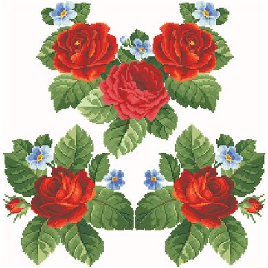 Заготовка женской вышиванки Страстные розы, фиалки для вышивки бисером БЖ011кБнннн