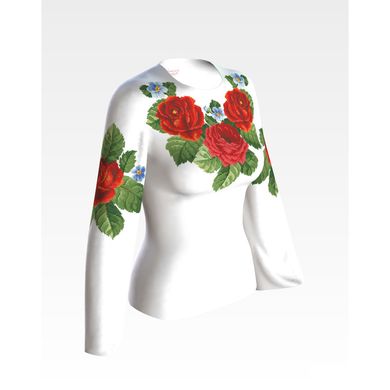 Заготовка жіночої вишиванки Пристрасні троянди, фіалки для вишивки бісером БЖ011кБнннн