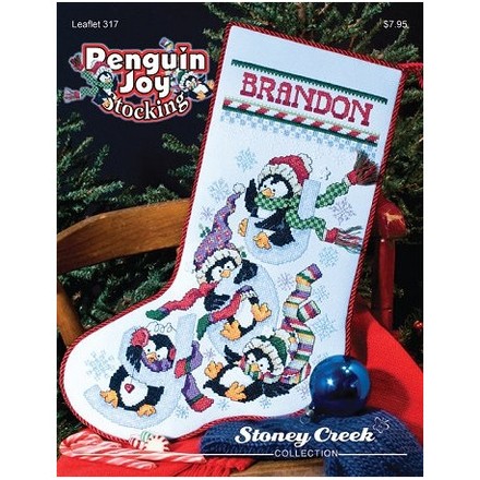 Penguin Joy Stocking Схема для вышивания крестом Stoney Creek LFT317 - Вишивка хрестиком і бісером - Овечка Рукодільниця