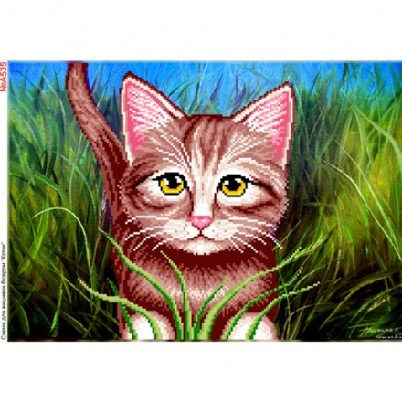 Котик у траві Схема для вишивки бісером Biser-Art A535ба - Вишивка хрестиком і бісером - Овечка Рукодільниця