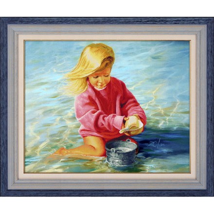 Набор для рисования камнями 5D-048 Lasko Девочка у моря - Вышивка крестиком и бисером - Овца Рукодельница