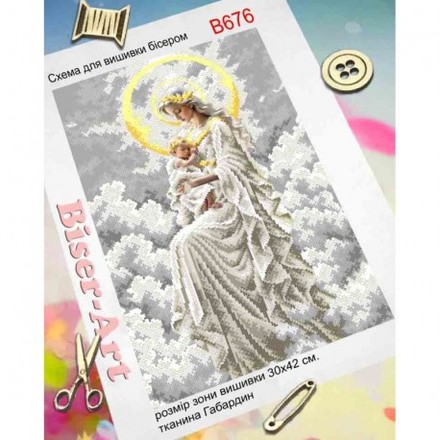 Мадонна з немовлям (срібло) Схема для вишивки бісером Biser-Art B676ба - Вишивка хрестиком і бісером - Овечка Рукодільниця