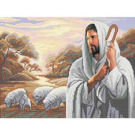 Господь – пастир мій Атлас з малюнком для часткової вишивки бісером Ангеліка A-507 - Вишивка хрестиком і бісером - Овечка Рукодільниця
