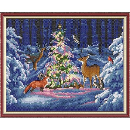 Вітаємо з Різдвом Набір для вишивання хрестиком з друкованою схемою на тканині Joy Sunday FA168 - Вишивка хрестиком і бісером - Овечка Рукодільниця