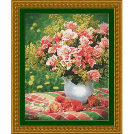 Набор для вышивания Kustom Krafts 20617 Peach Roses - Вишивка хрестиком і бісером - Овечка Рукодільниця