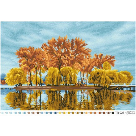 Схема картины Осенний островок посреди озера для вышивки бисером на ткани ТП028ан6040 - Вышивка крестиком и бисером - Овца Рукодельница