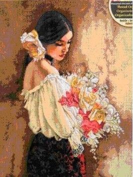 Набор для вышивания Dimensions 70-35274 Woman with Bouquet - Вышивка крестиком и бисером - Овца Рукодельница