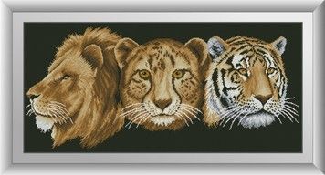 Набір для малювання каменями алмазний живопис Dream Art Хижі кішки (квадратні, повна) 30701D - Вишивка хрестиком і бісером - Овечка Рукодільниця