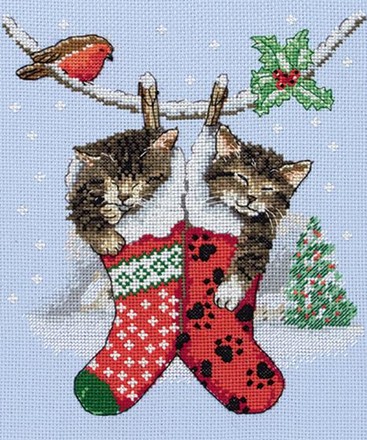 Різдвяні кошенята. Набір для вишивання. Anchor (PCE0504) - Вишивка хрестиком і бісером - Овечка Рукодільниця