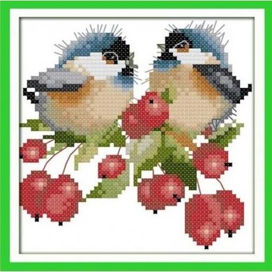 Птахи на ягодах Набір для вишивання хрестиком з друкованою схемою на тканині Joy Sunday D738 - Вишивка хрестиком і бісером - Овечка Рукодільниця