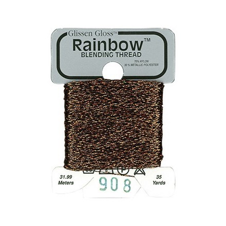 Rainbow Blending Thread 908 Black Copper Металлизированное мулине Glissen Gloss RBT908 - Вишивка хрестиком і бісером - Овечка Рукодільниця