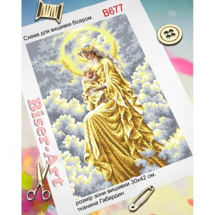 Мадонна з немовлям (золото) Схема для вишивки бісером Biser-Art B677ба - Вишивка хрестиком і бісером - Овечка Рукодільниця
