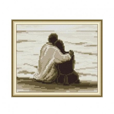 Закохані на пляжі Набір для вишивання хрестом з друкованою схемою на тканині Joy Sunday RA444 - Вишивка хрестиком і бісером - Овечка Рукодільниця