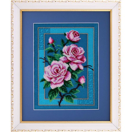 Рожеві троянди Атлас з малюнком для часткової вишивки бісером Ангеліка A-557 - Вишивка хрестиком і бісером - Овечка Рукодільниця