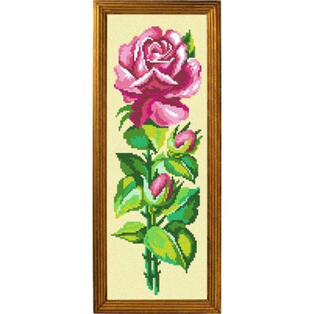 Рожева троянда Канва з нанесеним малюнком Чарівниця S-12 - Вишивка хрестиком і бісером - Овечка Рукодільниця