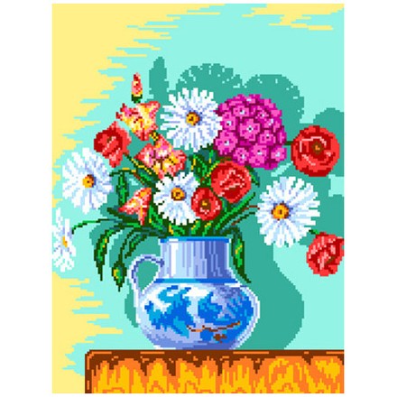 Букет цветов в вазе (графика) Ткань для вышивания с нанесённым рисунком Orchidea O-2413 - Вишивка хрестиком і бісером - Овечка Рукодільниця
