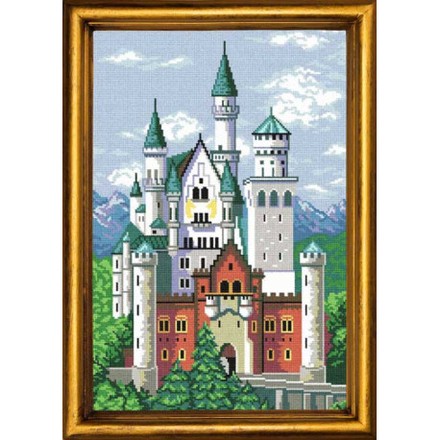 Замок Нойшванштайн Канва з нанесеним малюнком Чарівниця S-60 - Вишивка хрестиком і бісером - Овечка Рукодільниця