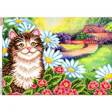 Квітковий котик Схема для вишивки бісером Biser-Art A592ба - Вишивка хрестиком і бісером - Овечка Рукодільниця