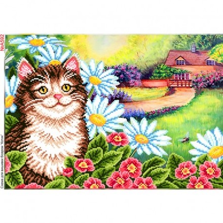 Квітковий котик Схема для вишивки бісером Biser-Art A592ба - Вышивка крестиком и бисером - Овца Рукодельница