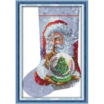 Чобіток Санта Клаус 4 Набір для вишивання хрестиком з друкованою схемою на тканині Joy Sunday KB176 - Вишивка хрестиком і бісером - Овечка Рукодільниця