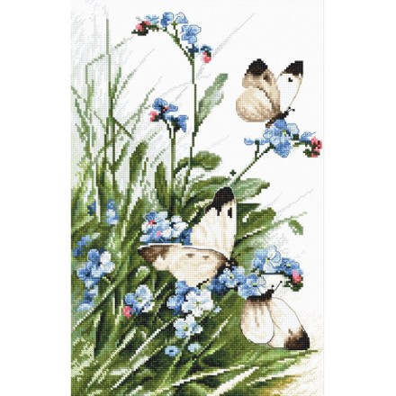 Набор для вышивания LETISTITCH Butterflies and bluebird flowers LETI 939 - Вишивка хрестиком і бісером - Овечка Рукодільниця