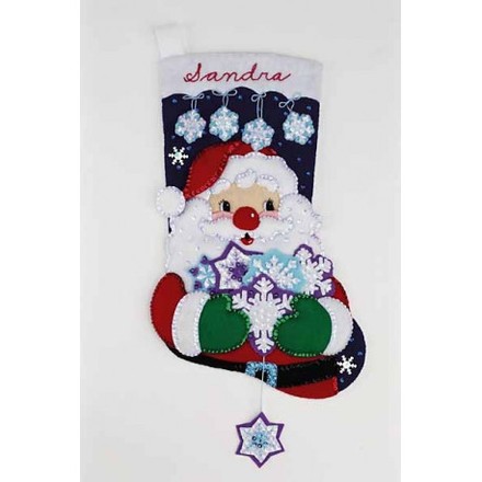 Набор для изготовления сапога из фетра Janlynn 090-0054 Santa’s Snowflake - Вышивка крестиком и бисером - Овца Рукодельница