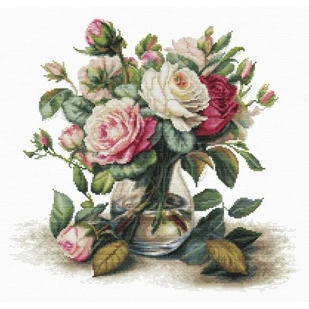 Ваза з трояндами Набір для вишивання хрестиком Luca-S B7026 - Вишивка хрестиком і бісером - Овечка Рукодільниця