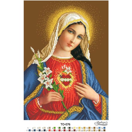 Схема картины Икона Открытое Сердце Марии для вышивки бисером на ткани ТО076ан3143 - Вышивка крестиком и бисером - Овца Рукодельница