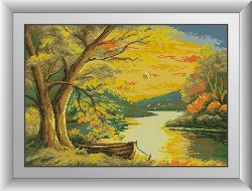 Набір для малювання каменями алмазний живопис Dream Art Осіння річка (квадратні, повна) 31018D - Вишивка хрестиком і бісером - Овечка Рукодільниця