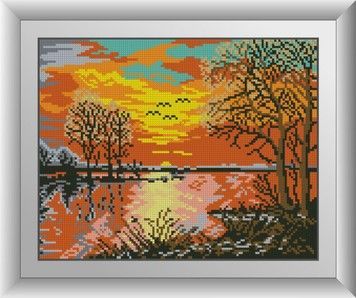 Набір для малювання каменями алмазний живопис Dream Art Захід сонця на річці (квадратні, повна) 30544D - Вишивка хрестиком і бісером - Овечка Рукодільниця