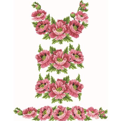 Заготовка женского платья Маки розовые для вышивки бисером ПЛ042кБнннн