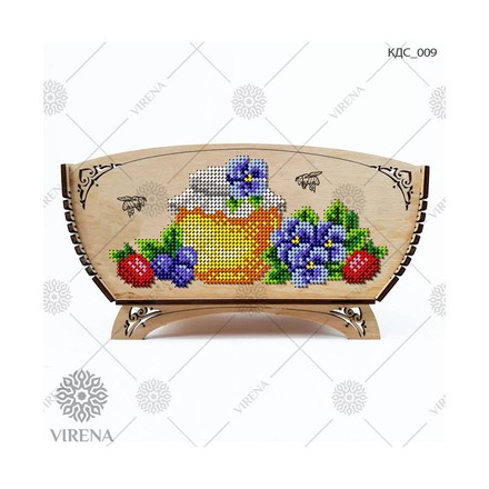 Набір для виготовлення дерев'яного кошика для смаколиків. Virena (КДС_009) - Вишивка хрестиком і бісером - Овечка Рукодільниця
