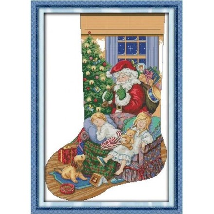 Чобіток Санта Клаус 5 Набір для вишивання хрестиком з друкованою схемою на тканині Joy Sunday KB177 - Вишивка хрестиком і бісером - Овечка Рукодільниця