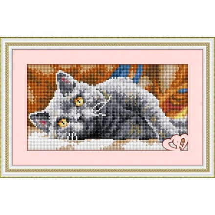 Дымчатый кот 1. Dream Art (30055D) - Вышивка крестиком и бисером - Овца Рукодельница