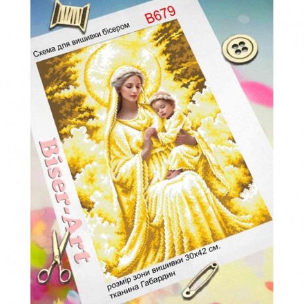 Мадонна з немовлям (золото) Схема для вишивки бісером Biser-Art B679ба - Вишивка хрестиком і бісером - Овечка Рукодільниця