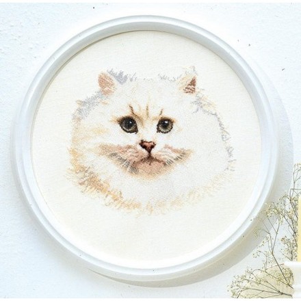 Набір для вишивання хрестиком White Persian Cat Linen Thea Gouverneur 1045 - Вишивка хрестиком і бісером - Овечка Рукодільниця