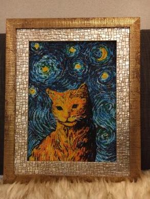 Шикарний зірковий кіт - Вишивка хрестиком і бісером - Овечка Рукодільниця