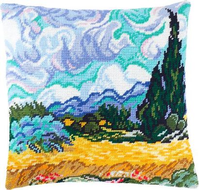 Пшеничное поле с кипарисом, В. ван Гог. Набор для вышивки подушки. Чарівниця (V-159) - Вышивка крестиком и бисером - Овца Рукодельница