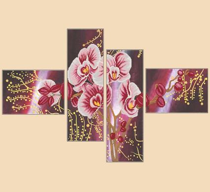 Дикая орхидея, полиптих из 4 частей. Ткань с рисунком для вышивания бисером. Марічка (РКП-1007) - Вышивка крестиком и бисером - Овца Рукодельница