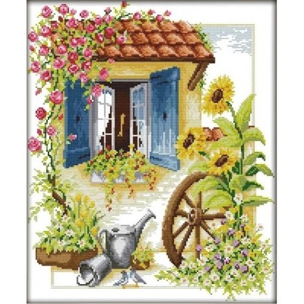 Квітковий двір (3) Набір для вишивання хрестиком з друкованою схемою на тканині Joy Sunday F055-3JS - Вышивка крестиком и бисером - Овца Рукодельница