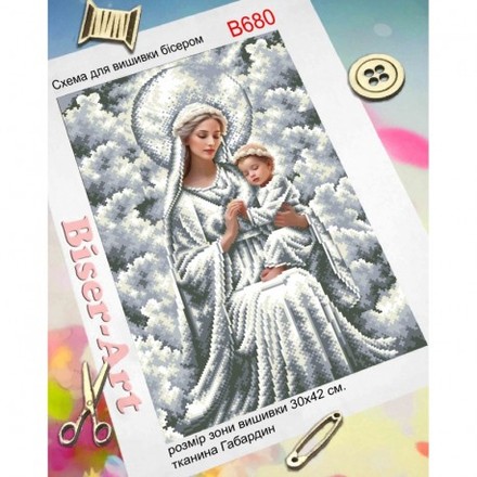 Мадонна з немовлям (срібло) Схема для вишивки бісером Biser-Art B680ба - Вишивка хрестиком і бісером - Овечка Рукодільниця