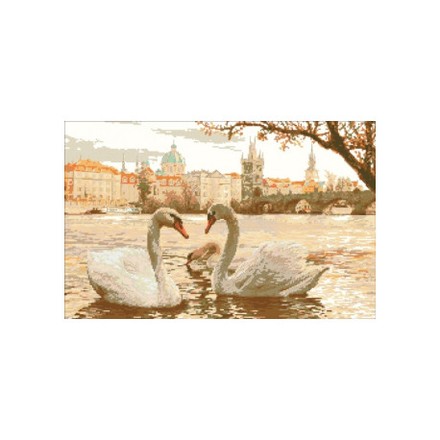 Лебеди Канва с нанесенным рисунком для вышивки крестом Світ можливостей 974СМД - Вишивка хрестиком і бісером - Овечка Рукодільниця