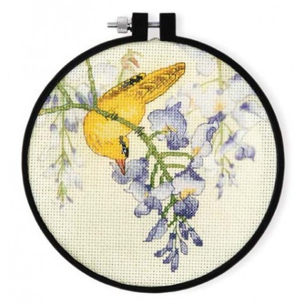 Набор для вышивки крестом XIU CRAFTS 2801901 Желтая птица и фиолетовый цветок - Вышивка крестиком и бисером - Овца Рукодельница