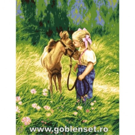 Набор для вышивания гобелен Goblenset G1082 Девочка с пони - Вышивка крестиком и бисером - Овца Рукодельница