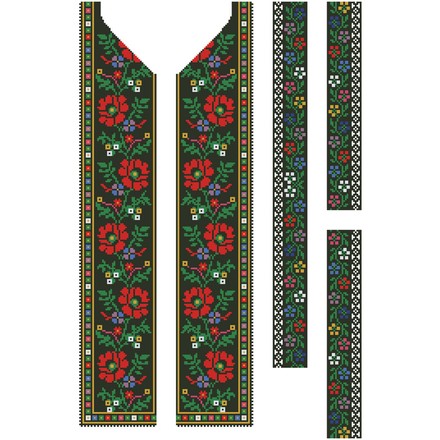 Заготовка мужской вставки для сорочки Борщевская для вышивки бисером ВЧ053кБнннн