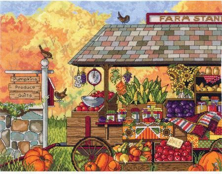 Buck's County Farm Stand Тележка с овочами. Набор для вышивания крестом. Janlynn (017-0111) - Вышивка крестиком и бисером - Овца Рукодельница