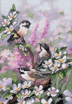 Набір для вишивки Dimensions 06884 Chickadees In Spring - Вишивка хрестиком і бісером - Овечка Рукодільниця